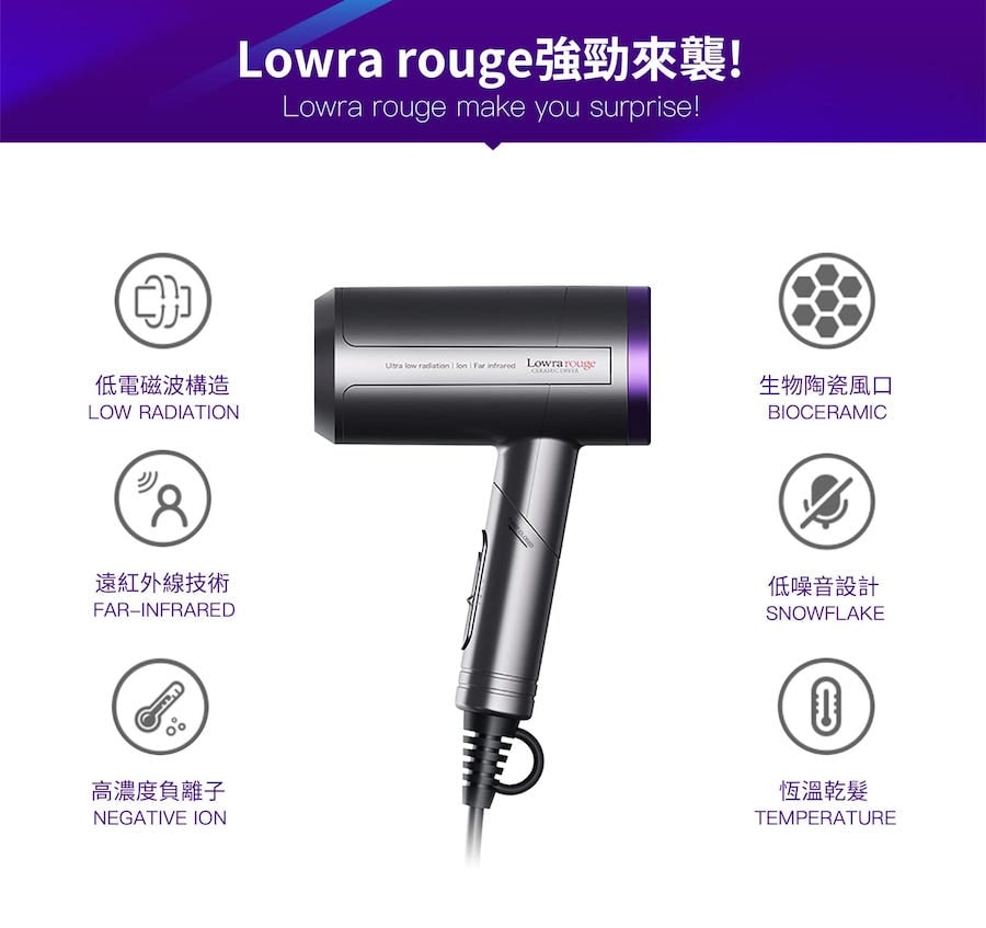 Lowra rouge 日本低輻射負離子電風筒