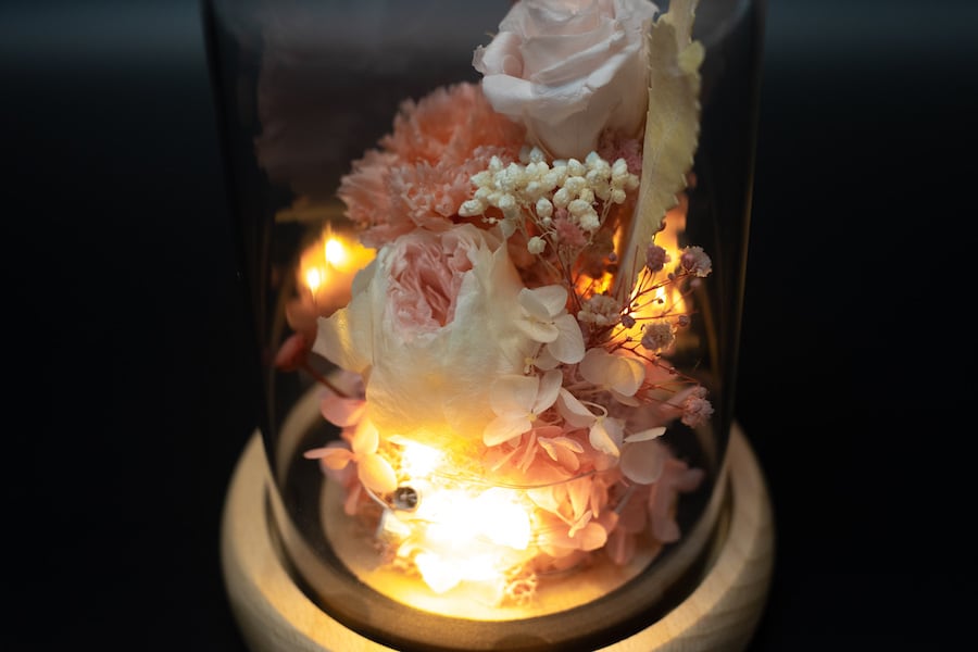 永生玫瑰花玻璃罩LED燈