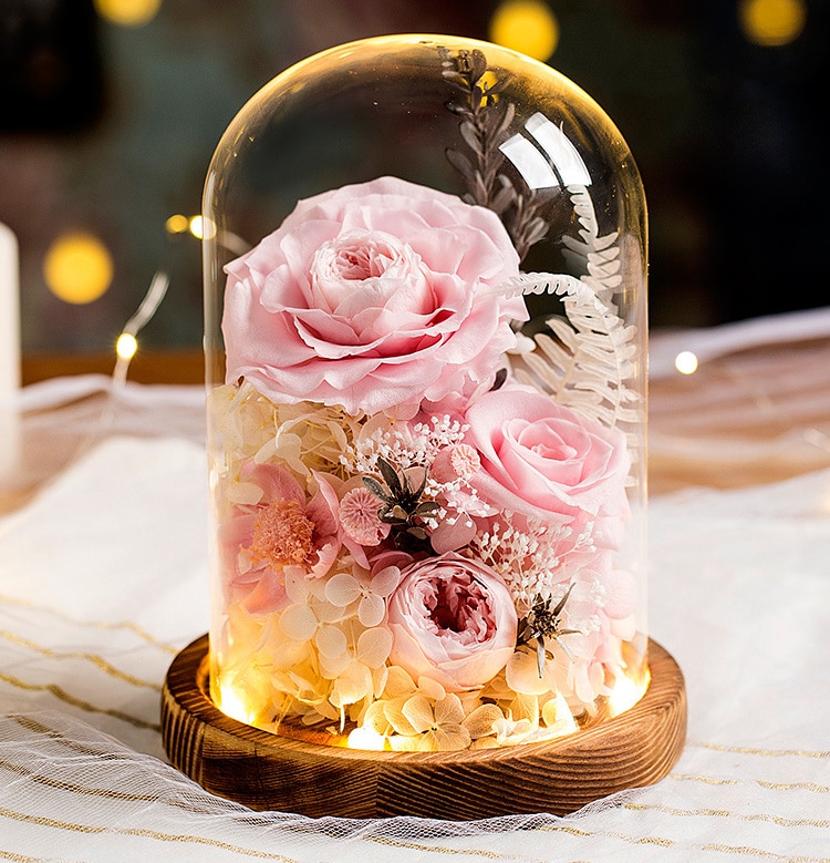 玻璃罩永生玫瑰花